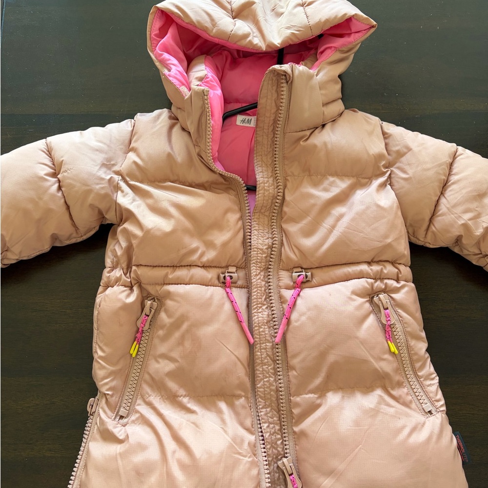 H&M Pink Hooded Puffer Jacket